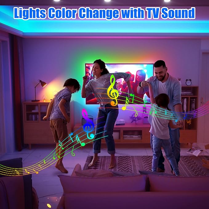maylit ICRGB TV LED Backlight, 24.6ft Bluetooth LED Lights for TV 85-100in, USB Powered TV Lights Kit with Remote and App Control, Music Sync, Color Change with TV Sound, Bias Lighting for HDTV