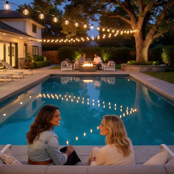 RTTY Outdoor String Lights 120 FT, LED Patio Globe Lights with 62pcs G40 Bulbs,Shatterproof Waterproof Connectable Hanging for Porch Cafe Bistro Backyard Gazebo Balcony Deck Party