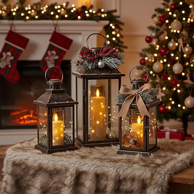 Raycare Flameless Candle with Remote Timer, 7 Flickering Acrylic Battery Operated LED Pillar Candles with Embedded Star String for Christmas, Home Decor, and as a Gift(Grey)