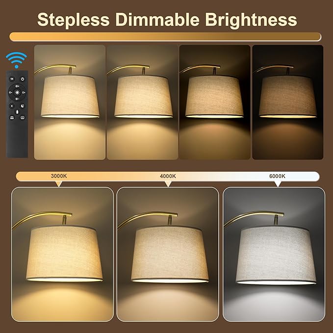 63" Wood Floor Lamp for Living Room Dimmable Standing Lamp with Remote & Foot Switch, 3 Color Temperatures Tall Lamp Mid Century Modern Floor Lamp for Bedroom Office, 9W Bulb Included, Natural Wood