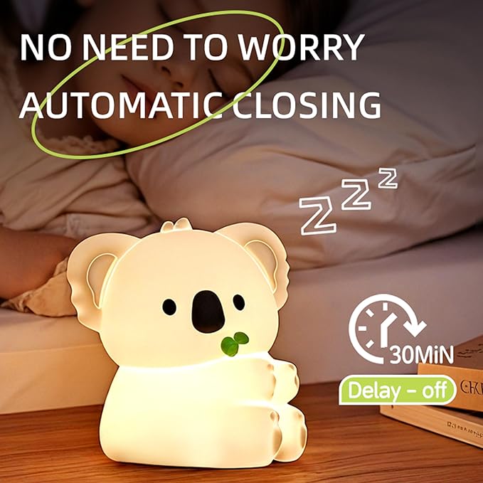 Koala Night Light, 7 Colors Dimmable Bedside Lamp, Touch Control Night Lamp with Timer for Kids Adults, Used for Camping Party Room Decor (Koala)