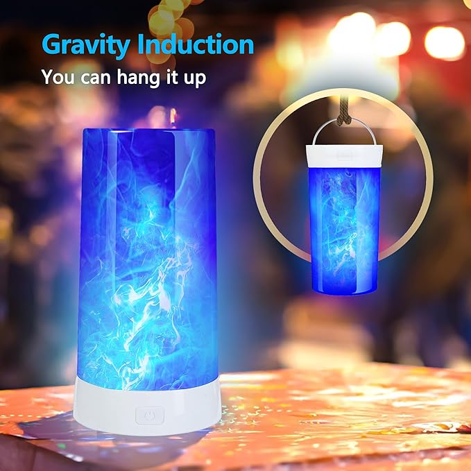 4X LED Flame Effect Light , USB Rechargeable 4 Modes Flickering Flame Candle Lantern with Remote Timer Gravity Sensing Effect Magnetic Base Waterproof Dimmable Outdoor Hanging Lamps Camping