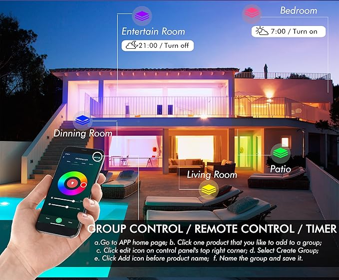 [6 Pack] CLOUDY BAY 6inch Smart WiFi LED Recessed Lights,RGB Color Changing Recessed Lighting,Compatible with Alexa and Google Home Assistant,15W 2700K-6500K,CRI90+ Wet Location,Oil Rubbed Bronze