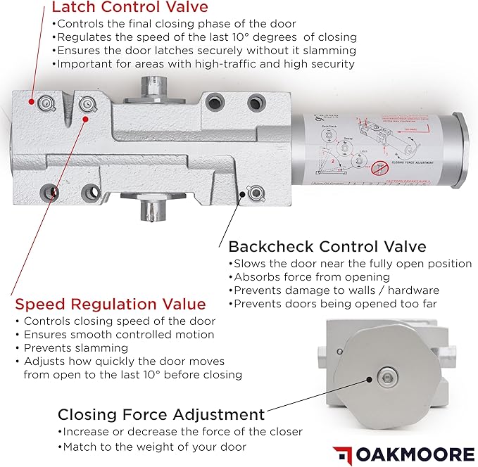 Ultra Heavy Duty Commercial Door Closer, Automatic Self Closing Door Hinges, ADA UL Grade 1-6 Listed, Door Closers Commercial High Traffic, Auto Door Closer, Hydraulic Spring Soft Close (Silver)