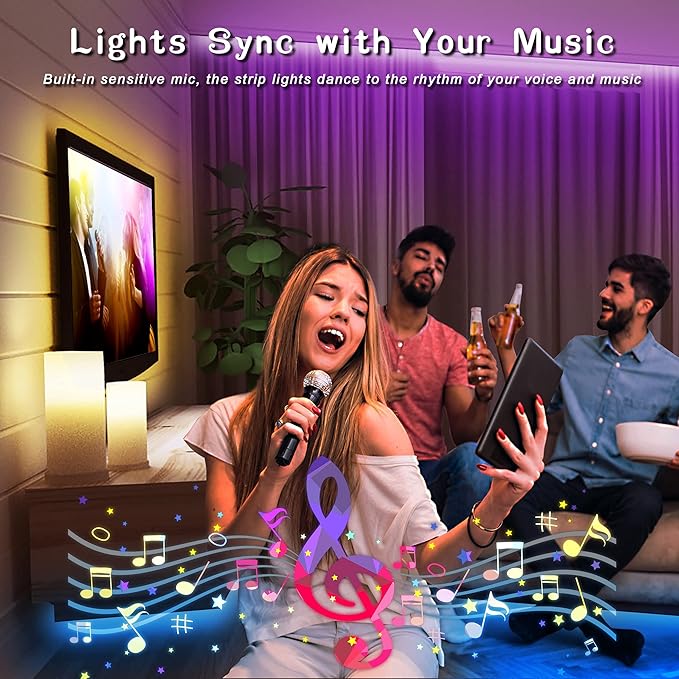 DAYBETTER Led Lights for Bedroom 100 ft, Led Strip Lights, Led Light Strips with Remote and App Control, Music Sync RGB Color Changing Led Lights for Room Decoration