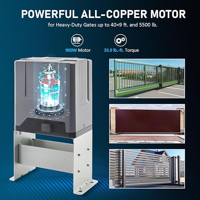 CO-Z CG5500 Automatic 5500 lb Sliding Gate Opener with 2 Remote Controls, Electric Rolling Driveway Fence Slide Gate Motor, Gate Operator Hardware Security System Kit for Sliding Gate Up to 40 Feet