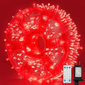 LAMPHOME 165FT 500 LED Red String Lights, 16 Modes Clear Wire Plug in Lights, Waterproof Connectable Twinkle Lights for Outdoor Valentine's Day, Mother's Day, Christmas, Wedding Party Decorations