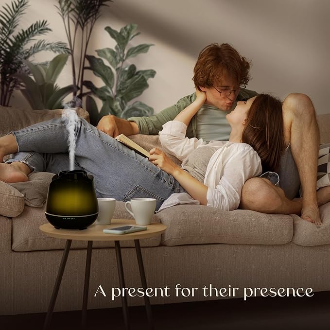 Earnest Living Rose Essential Oil Diffuser 150ml – Mini Ultrasonic Aromatherapy Humidifier for Bedroom & Desk, Quiet Mist, USB Powered, 7-Color Night Light, Valentine's Gift for Women, Solid Black