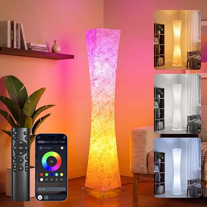 Floor Lamp, RGB Color Changing Led Smart Lamp, Music Sync, APP Remote Control, 62'' Standing Lamp for Living Room Bedroom Game Room