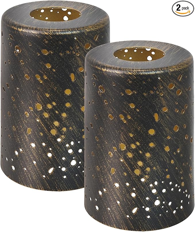 Sky Stars Straight Cylinder Lampshade 2 Packs,Fits Bedroom Lving Room for Chandelier Shades 3.5×3.5×5.5", Fixture Replacement Metal Lampshade with 1-5/8 Inch Fitter Opening