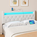 GREENSTELL Headboard for Full Size Bed with 60,000 DIY Color of LED Light, USB & Type C Post, Upholstered, Height Adjustable, Sturdy, Easy Assembly, Wall Mounted Head Boards Only, White