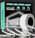 GZBtech AC 110-120V LED Strip Lighting 66FT/20M, 6000K Cool White IP65 Waterproof Outdoor Strip Lights, 60LEDs/M SMD2835 Cuttable & Connectable LED Rope Light for Indoor Outside Exterior, ETL Listed