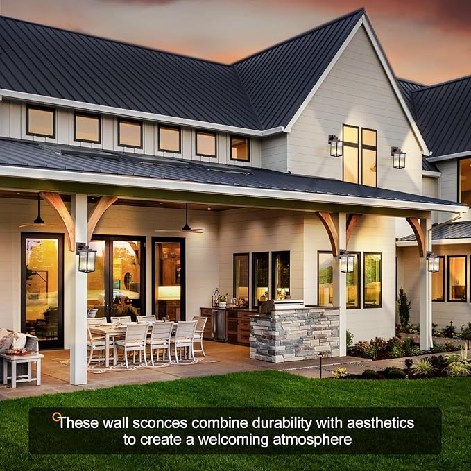 Outdoor Wall Lights for House Exterior, Dusk to Dawn Porch Lights Outdoor, Waterproof Matte Black Front Door Light Fixture & Garage Lighting with Wall Mount Sconce(Oil-Rubbed Bronze)