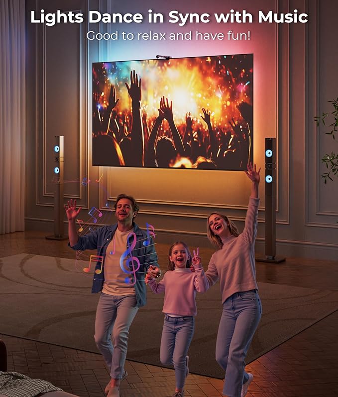 LED TV Backlight 14FT - TV Lights That Change with TVs for 55-65 inch Screen with Sensor Cuttable RGB Strip Lighting Smart App Control Game and Music Sync Color That Changing