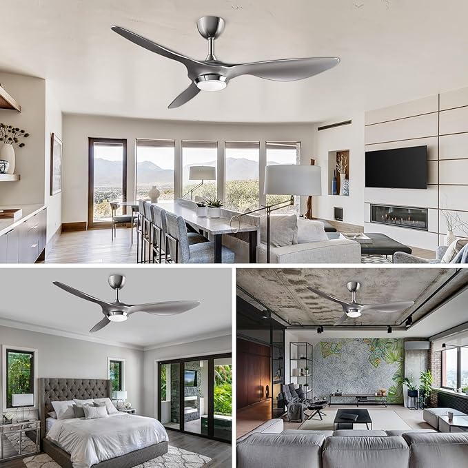 reiga 52 Inch Modern Smart Wifi Ceiling Fan with Light and Remote Control, Living Room Bedroom patio 3 Blade Ceiling Fans with Reversible Mute DC Moto