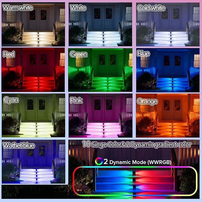 2 Pack Motion Sensor Solar Step Lights, Ip67 Waterproof Outdoor Stair Light,Warm White/Rgb Colors & Double-Sided Lighting,Outside Decor Light for Deck,Porch,Railing,Fence,Walkway, Yard,Wall,Patio.