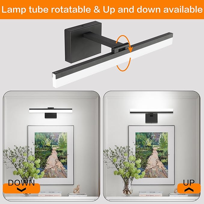 SOLFART 18 Inch Vanity Lights for Bath Dimmable Bathroom Lights Over Mirror Black Bathroom Light Fixtures Wall Light Fixtures Indoor Modern Light Fixture