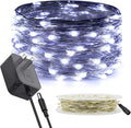 RUICHEN Silver Wire Fairy Lights Plug in 33 Ft 100 LED String with Spool, Cool White