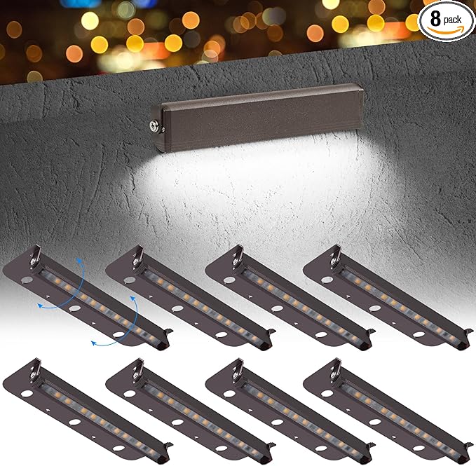 8-Packs 3W 7inch LED Hardscape Paver Lighting,12V AC/DC Low Voltage Retaining Wall Lights,LED Landscape Lighting,5000K Daylight White Outdoor Step Light,50,000 Hours Lifespan