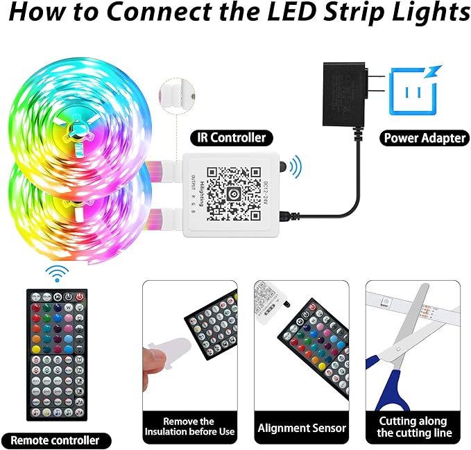 Led Lights for Bedroom 200FT (2 * 100FT), Color Changing RGB Led Strip Lights with Music Sync, Remote and App Control Led Light Strip Indoor, Led Lights for Room Home Decor