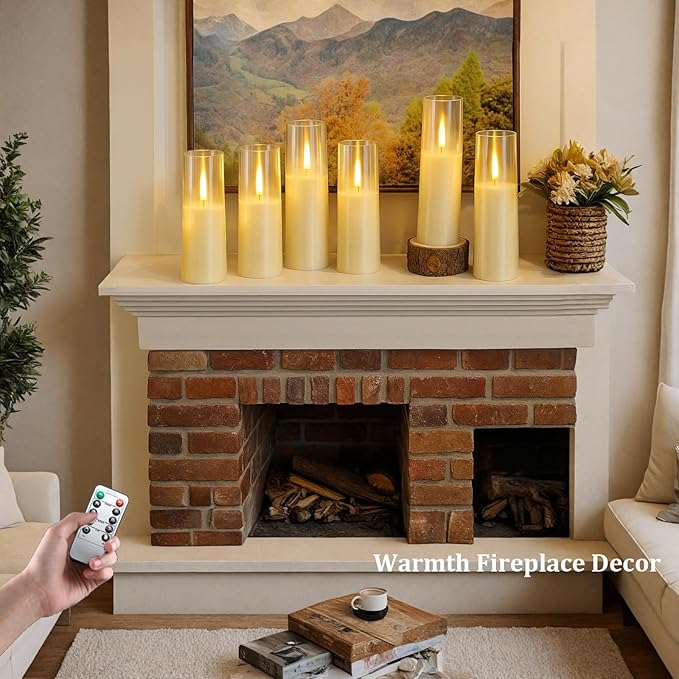 8Pcs Flameless Candles, Battery Operated Candles, LED Flickering Candles with Remote, Realistic Dancing Flame, Acrylic Ribbed Design for Home Holiday Wedding, Party D2.2 (Ivory)