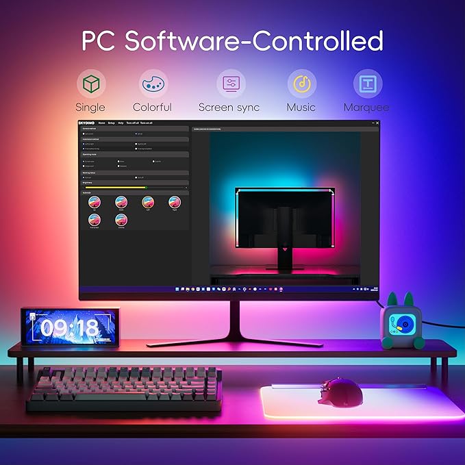 Skydimo 34 Inch ARGB Led Strip Lights, Monitor Backlight, Monitor Led Lights, PC Sync Backlight, Sync with Screen Color or Music, Dynamic Ambient Smart Light with USB, Software Control