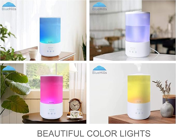 BlueHills Premium Set of Two Large 5000 ML XL and 4000 ML Essential Oil Diffusers Humidifier Combo for Large Room Home with Décor LED Lights Great Gift – White
