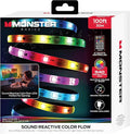 Monster 100ft Sound Reactive LED+IC Strip Lights, RGB Color Changing Music Sync Light Strip with IR Remote Control, Multicolor Ambient Lighting for Bedroom, Gaming Room, TV, Desk & Home Decor