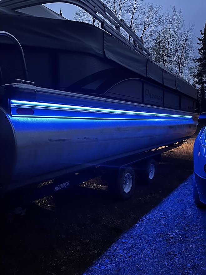Green Blob Outdoors Pimp My Pontoon DIY Boat Light Strip kit Neon Blue Bright Glow Under Deck IP68 Waterproof, Professional Grade (Blue, 19ft)