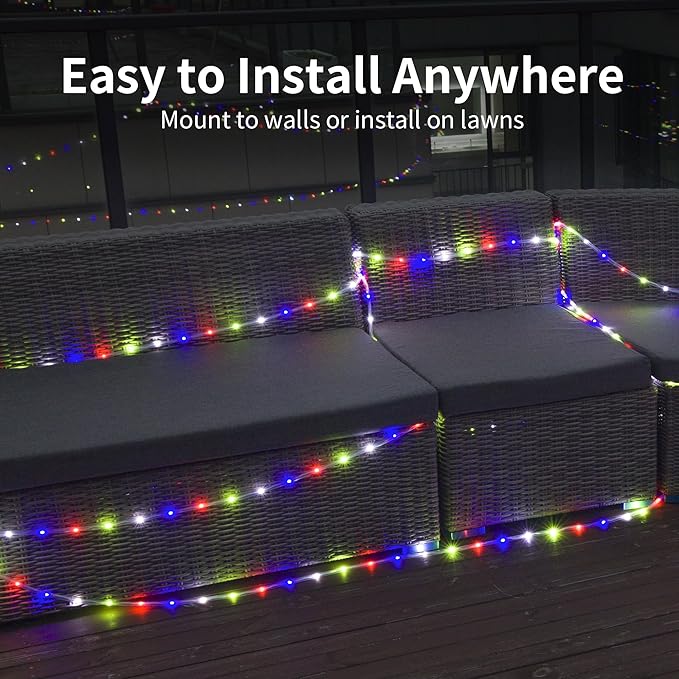 Ainfox LED Rope Light, 100Ft 1080 LEDs Indoor Outdoor Waterproof LED Strip Lights Decorative Lighting Kit (Colorful)