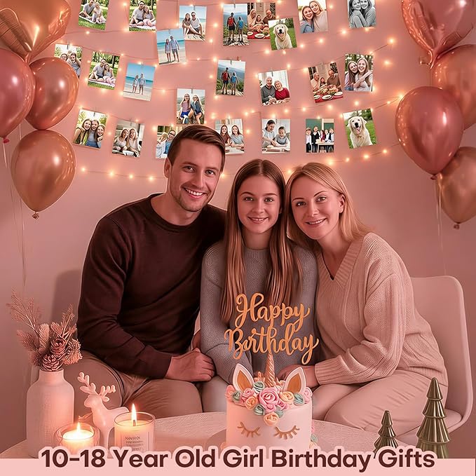 Teen Girl Gifts Trendy Stuff: Aesthetic 40Ft 120LED Hanging Picture Fairy Lights with 50 Clips - 8 Modes & Timer, Waterproof - Trendy Teenager Girl Gift for Birthday Christmas, Dorm Bedroom Wall Decor