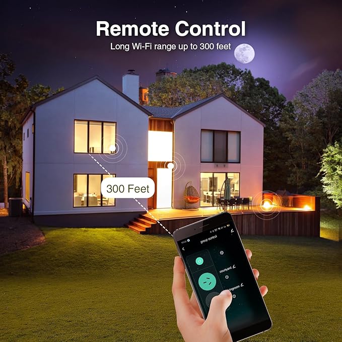 GHome Smart Outdoor Smart Plug, Smart Home Wi-Fi Outlet with 2 Sockets, IP64 Weather Resistance, Compatible with Alexa, Google Home & SmartThings, No Hub Required
