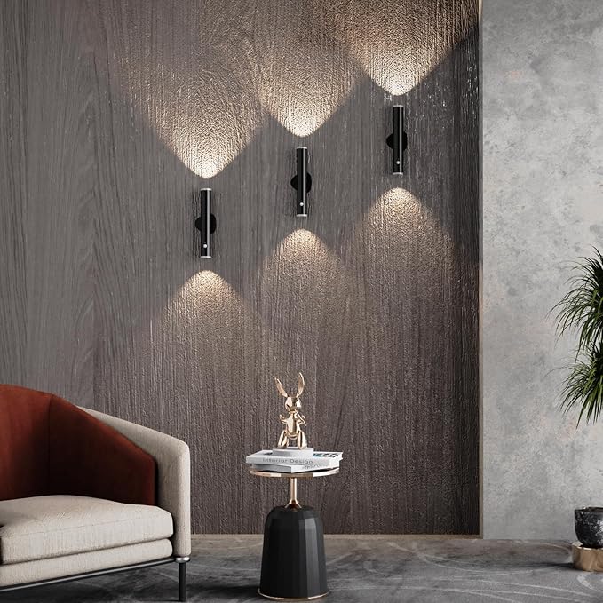 Battery Operated Wall Sconce Set of Two, Rechargeable Wall Lights with Motion Sensor, Remote Control, Dimmable Metal Magnetic Wall Lamp for Decor, Bedroom, Night Light (Black, 2 Pcs)