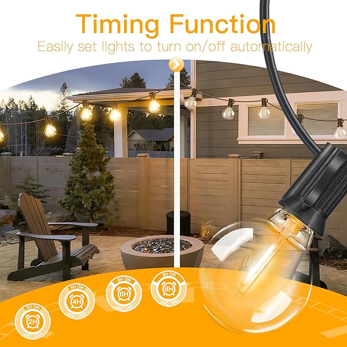 Outdoor String Lights 150FT with Remote Dimmer, G40 Globe LED Patio Lights with 75 Edison Plastic Bulbs(4 Spare), Waterproof Hanging Lights for Backyard Balcony Yard Deck Garden Party