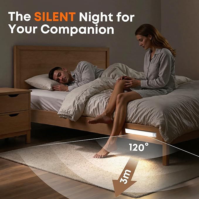 Under Cabinet Lights Wireless, 2 Pack 11.8 inch 1500mAh 3000K 4000K 6500K 3 Color Temps Dimmable Motion Sensor Light Indoor, Rechargeable LED Under Counter Lights for Kitchen, Stairs, Closet