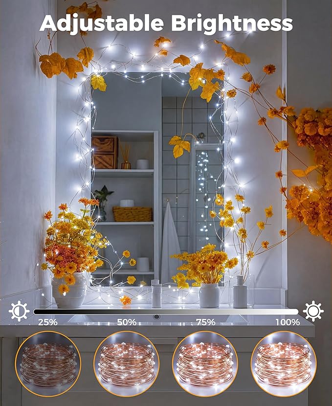 Plug-in Fairy Lights, 66 Ft 200 LED String Light with Remote, 8 Modes, Timer and Dimming Twinkle Lights for Indoor, Bedroom, Party, Decoration, Holiday, Cold White
