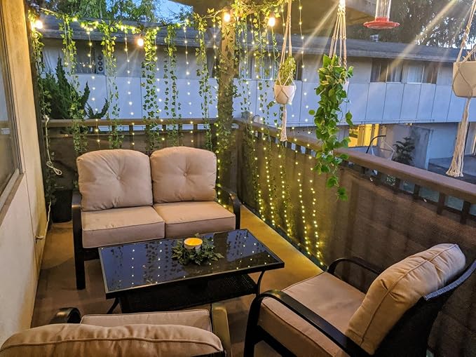 Honche 300Led Fairy Curtain String Lights 10x10ft with Remote Window Lights for Bedroom Wedding Party Festive Season Propose Christmas Decoration(Warm White)