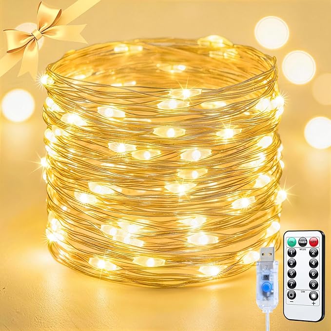 JMEXSUSS Twinkle Fairy Lights, 66 ft 200 LED USB Plug in String Lights with Remote & Timer, 8 Modes for Bedroom Indoor DIY Birthday Party Wedding Holiday Classroom Christmas Garden Decorations