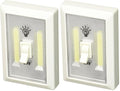 Promier TV207805 COB LED Switch Light, 2 Count, White, Push Button Actuator, Manual Operation