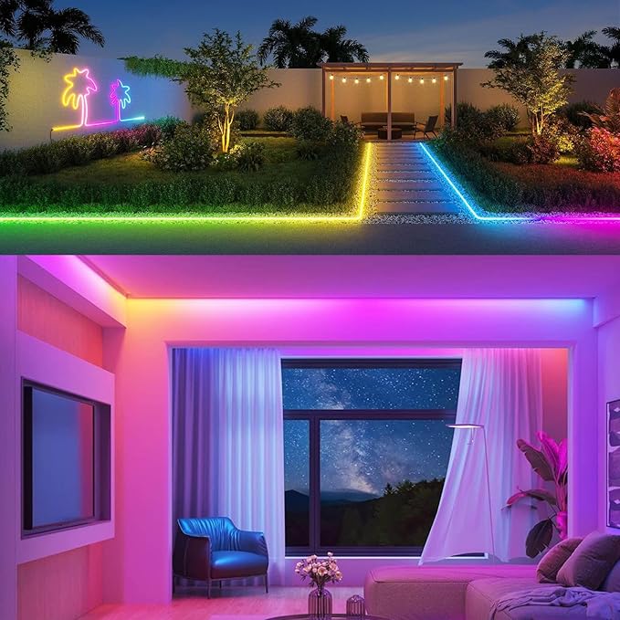GOMING 24V 32.8ft/10M WS2811 Neon RGB COB LED Strip Light Addressable IP67 Waterproof 576 LEDs/M 16W/M Uniform Glow Self-Adhesive LED Tape for DIY Home Decor(Power Supply and Controller not Included)