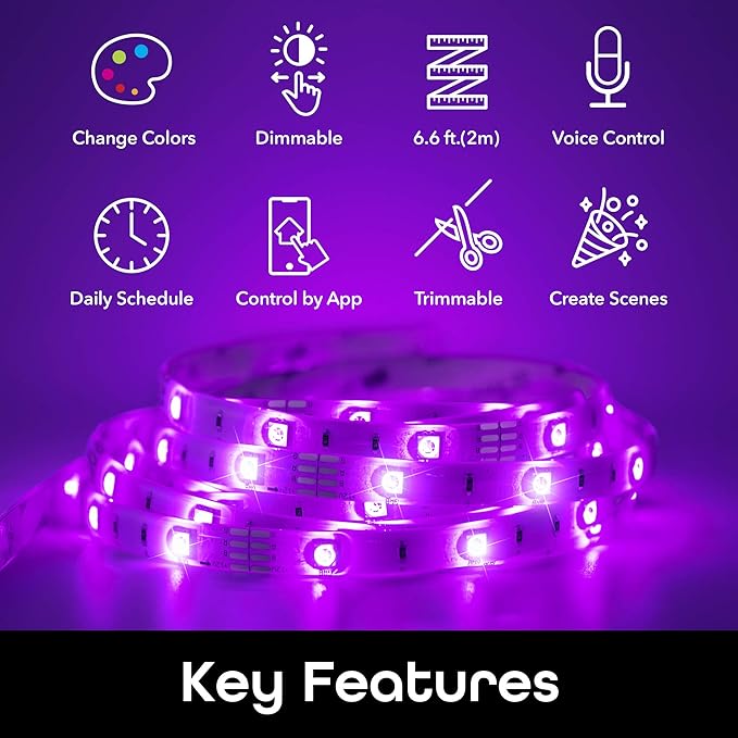 Geeni Prisma Strip-USB – Smart Wi-Fi LED Light Strip Kit for Indoor & Outdoor – Dimmable & Trimmable LED Strip Lights Compatible with Alexa & Google Home – 2m/6.6ft