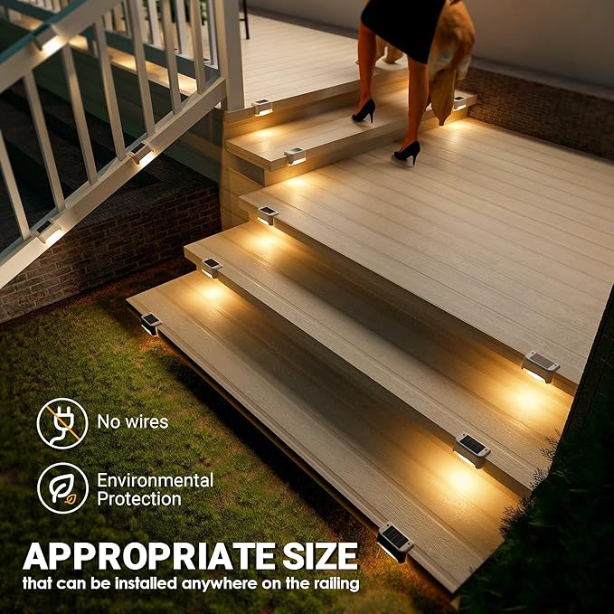 SOLPEX Solar Fence Lights Outdoor 20 Pack, Solar Step Lights Waterproof Led Solares Light for Outdoor Stairs, Deck, Fence, Yard, Patio, and Balcony(Warm White)