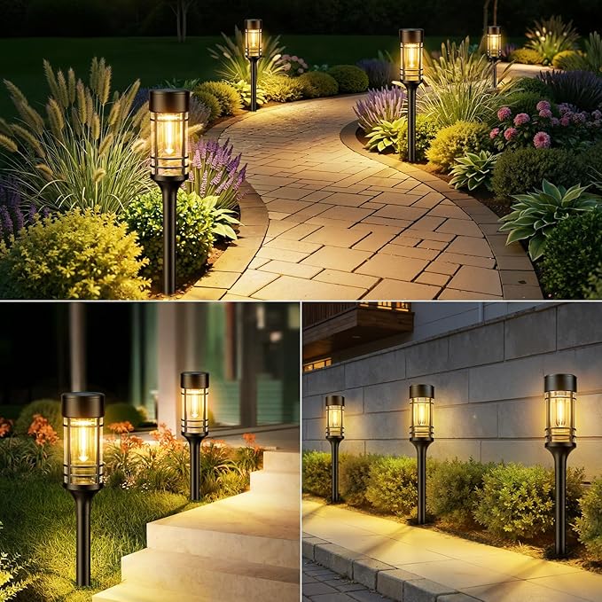 LETMY Solar Pathway Lights Outdoor, 6 Pack Solar Lights Outdoor Waterproof IP65, Bright Solar Garden Lights Outdoor, Auto On/Off Outdoor Solar Lights for Yard Walkway Driveway Landscape Garden Decor