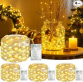 4 Pack 16FT 50 LED Fairy Lights Battery Operated with Timer, 8 Modes USB Mini Twinkle Light, Small String Lights for Christmas Tree Wreath Vase Bedroom DIY Wedding Decorations-Warm White