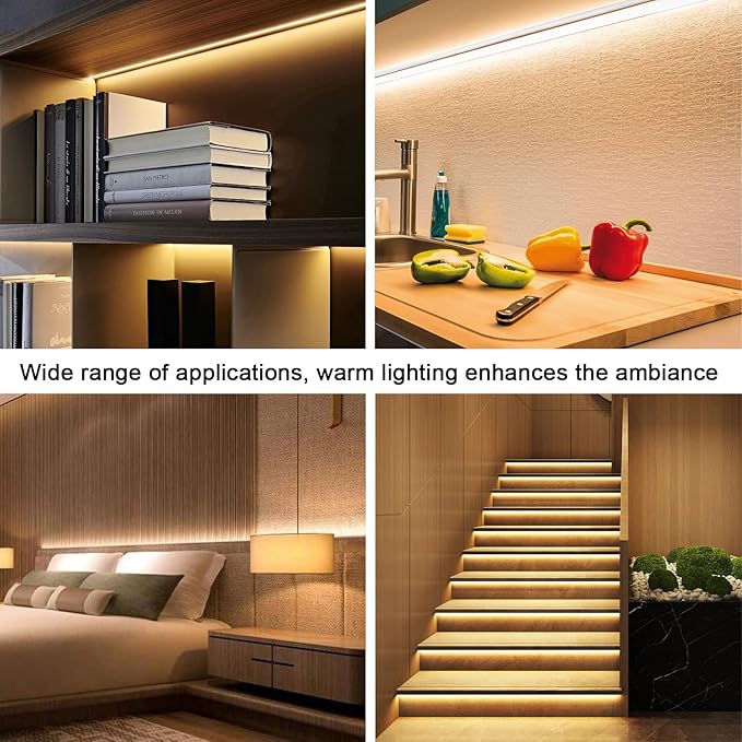 5V LED Strip Lights, Warm USB LED Light Strip, 6.56FT Dimmable COB LED Strip Light, High Brightness Short LED Strip for Display Cabinet, Living Room, TV Lights
