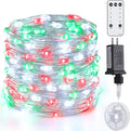 JMEXSUSS 200 LED Red White Green Fairy Lights Plug in, 8 Modes Christmas Fairy Lights Indoor Outdoor with Wheel, 66 ft Remote Control Twinkle Lights for Christmas