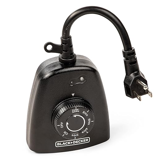 Black+Decker Outdoor 3 Grounded Outlets Timer with Waterproof Outlet and Countdown BDXPA0031