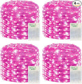 LitHome 4 Pack Valentine's Day Pink Fairy Lights Battery Operated, 20 FT 60 LED Valentines Lights Battery Operated 2 Modes Indoor, Waterproof Led Fairy Twinkle Lights for Gift Bedroom Wedding Decor
