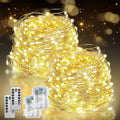 2Pack-400LED 134FT Fairy Lights Battery Operated with Remote，Waterproof String Lights for Indoor & Outdoor,8 Modes Christmas Lights for Christmas Tree,Bedroom, Party,Wedding Decor