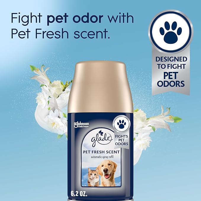 Glade Automatic Spray Refill, Pet Fresh Scent, Scented Air Freshener for Home and Bathroom, 6.2 Oz